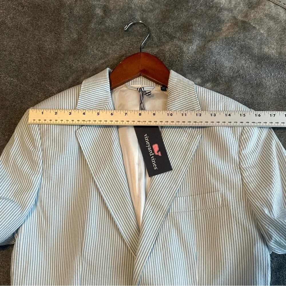 Vineyard Vines Boy Seersucker Bayside Blue Striped Blazer Jacket 18 Preppy Boat